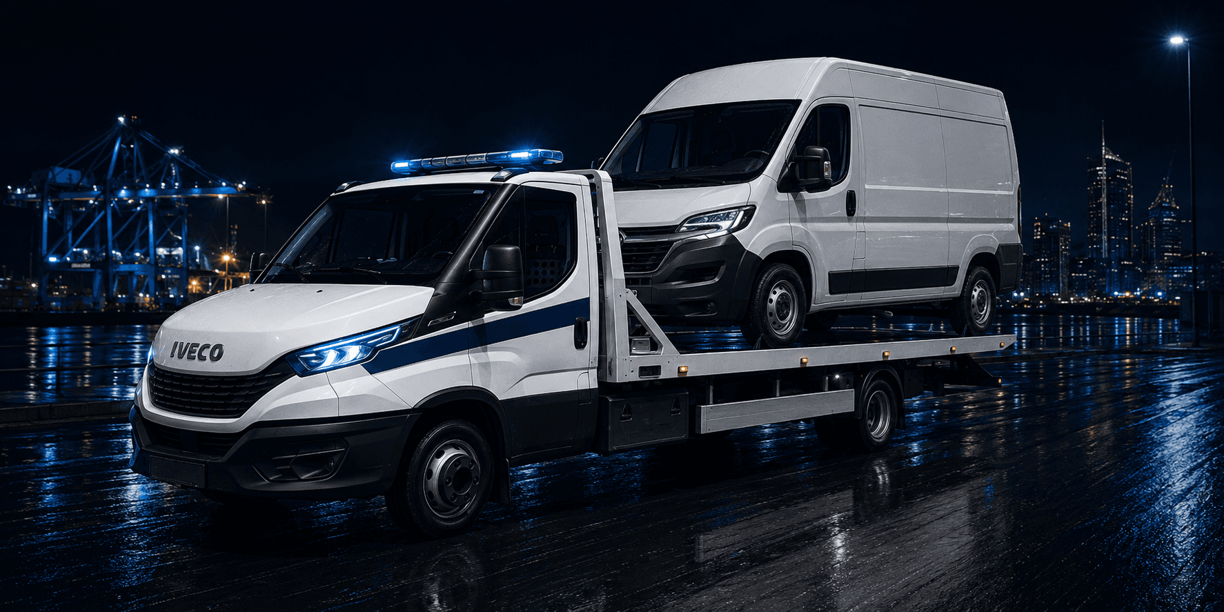 Transport busa dostawczego na lawecie HELP-CAR