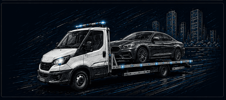 Premium car transport on a HELP-CAR tow truck Premium car transport on a HELP-CAR tow truck